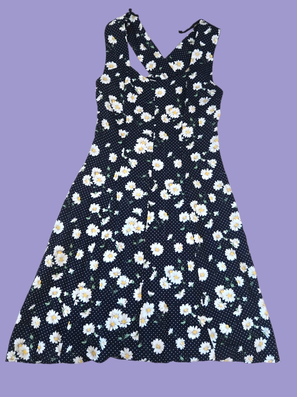Papaya Navy and White Daisy Print Dress